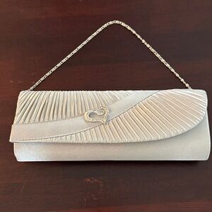 Silver Clutch with Heart Accent